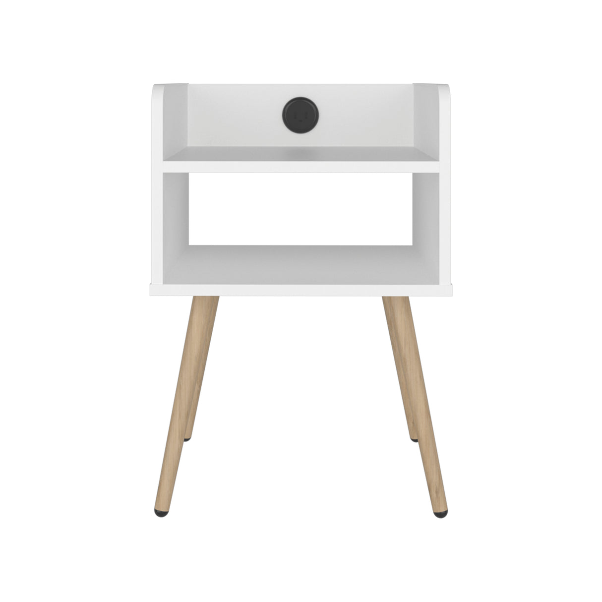 Mesa de Noche Didi Blanco 40x58cm con Un Compartimiento y con Conector de Carga USB