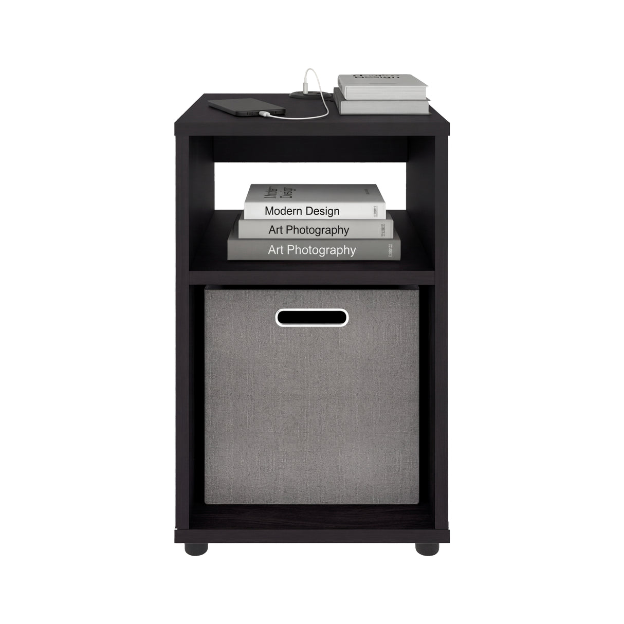 Mesa Auxiliar Mercer Wengue 30.4x48.4cm Rectangular con Dos Compartimientos y con Conector de Carga USB