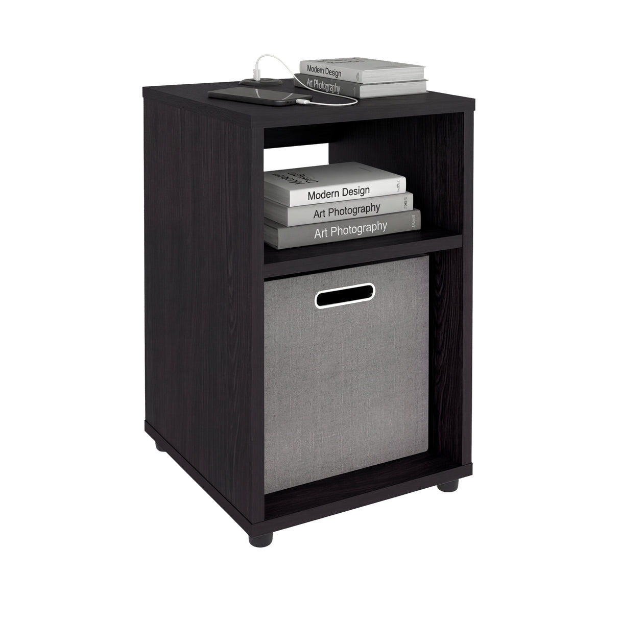 Mesa Auxiliar Mercer Wengue 30.4x48.4cm Rectangular con Dos Compartimientos y con Conector de Carga USB