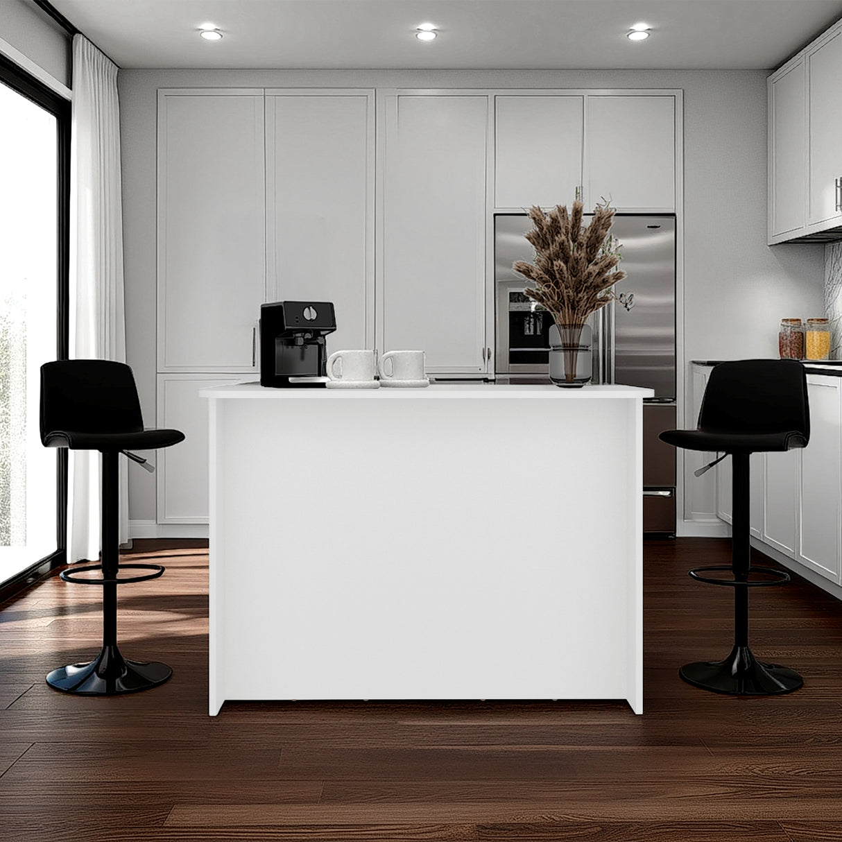 Isla de Cocina Fendi Blanco 120x90cm con Dos Compartimientos y Dos Entrepaños