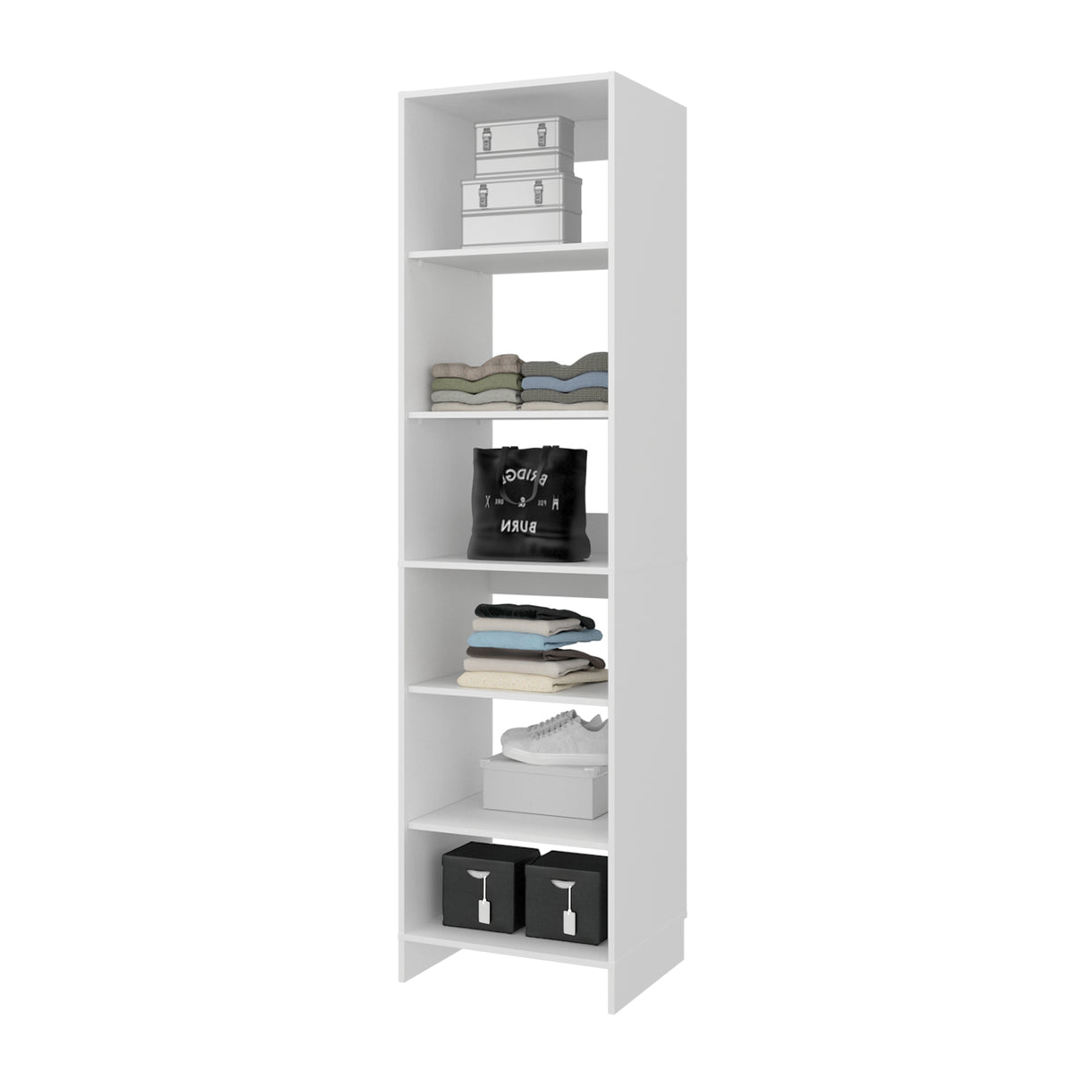 Closet Independiente Blanco 55.8x213.4cm con Cuatro Entrepaños y Seis Compartimientos