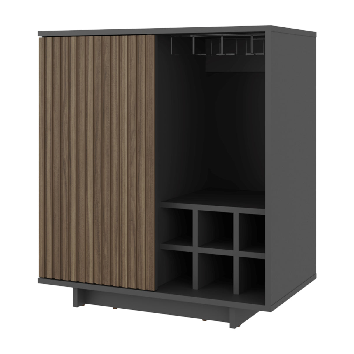 Bar Bowie Plomo 70x78.6cm con Siete Compartimientos y con Seis Portabotellas