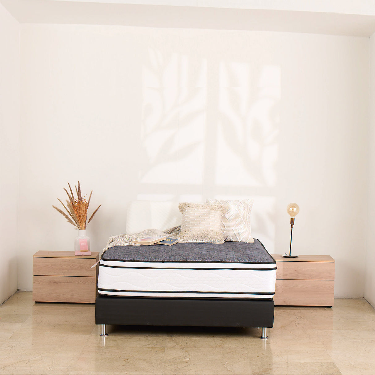 Colchón Andes Resor Gris y Blanco Queen 160 X 190 Cm Ortopedico Medio Suave de Resortes y Doble Faz