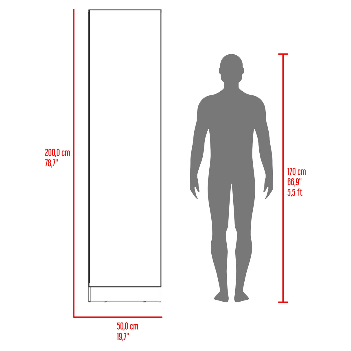 Closet Tolum Fresno Europeo 50x200cm False con una Puerta y Cuatro Compartimientos