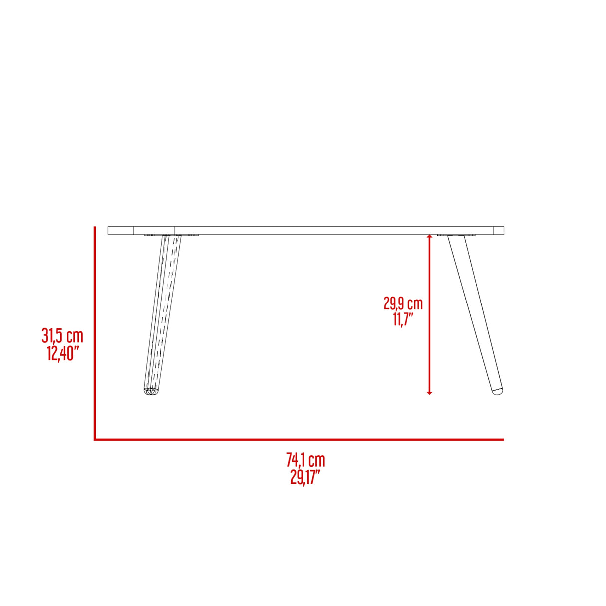 Mesa de Centro Narvik Fresno Europeo 74.1x31.5cm Ovalado con Patas