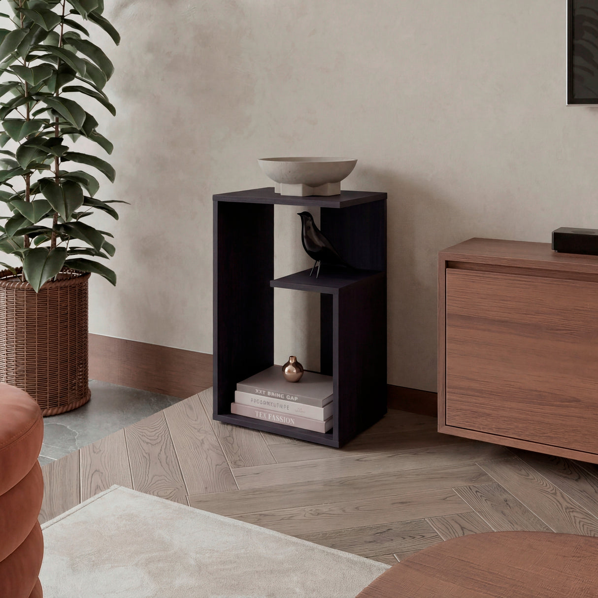 Mesa de Centro Everett Wengue 39.8x63.4cm Rectangular con Compartimiento