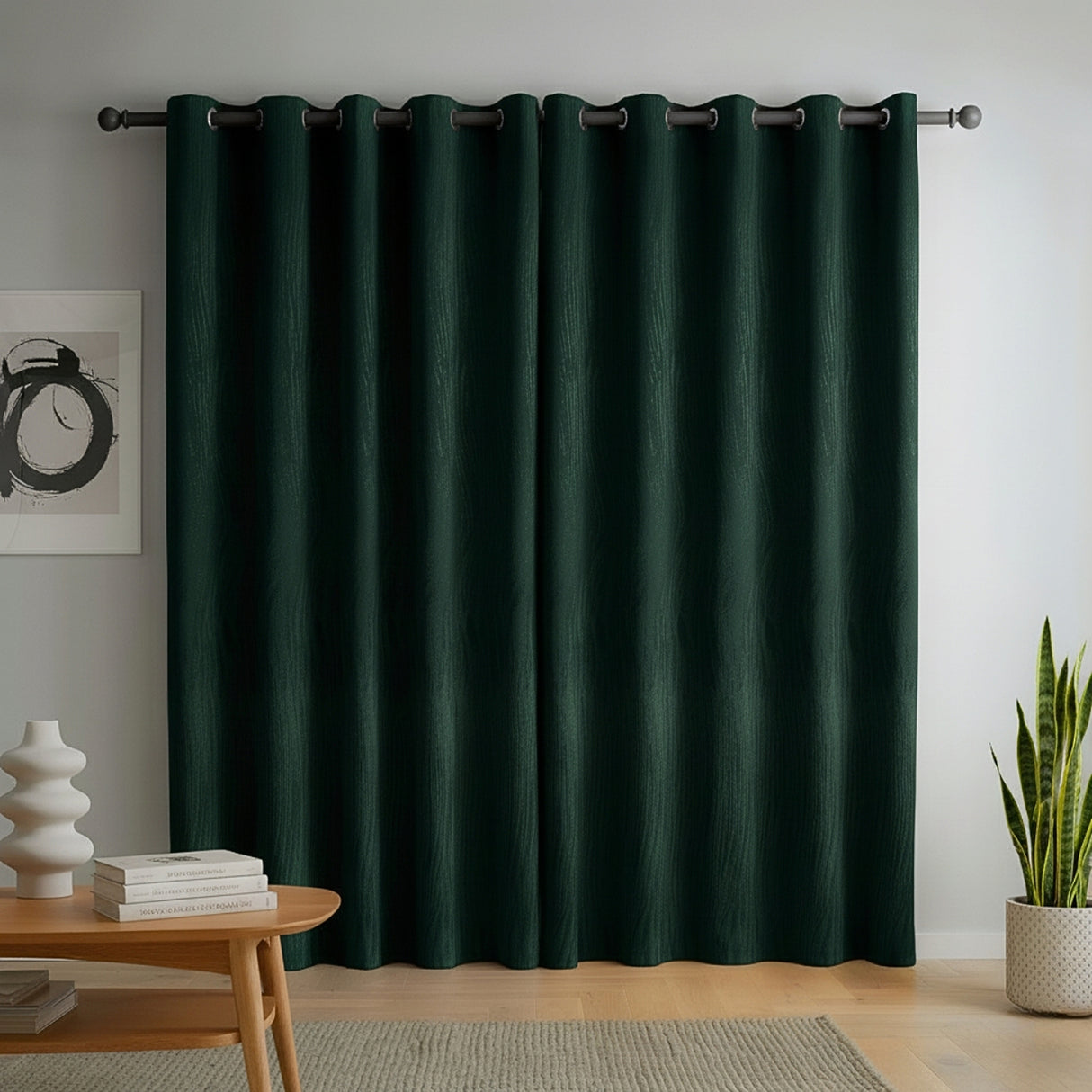 Cortina Blackout Verde Oscuro 280x220cm Doble Faz Acústica de Lineas