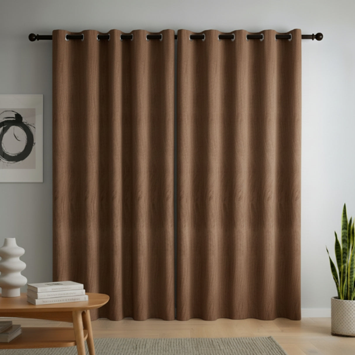 Cortina Blackout Marrón 280x220cm Doble Faz Acústica de Lineas