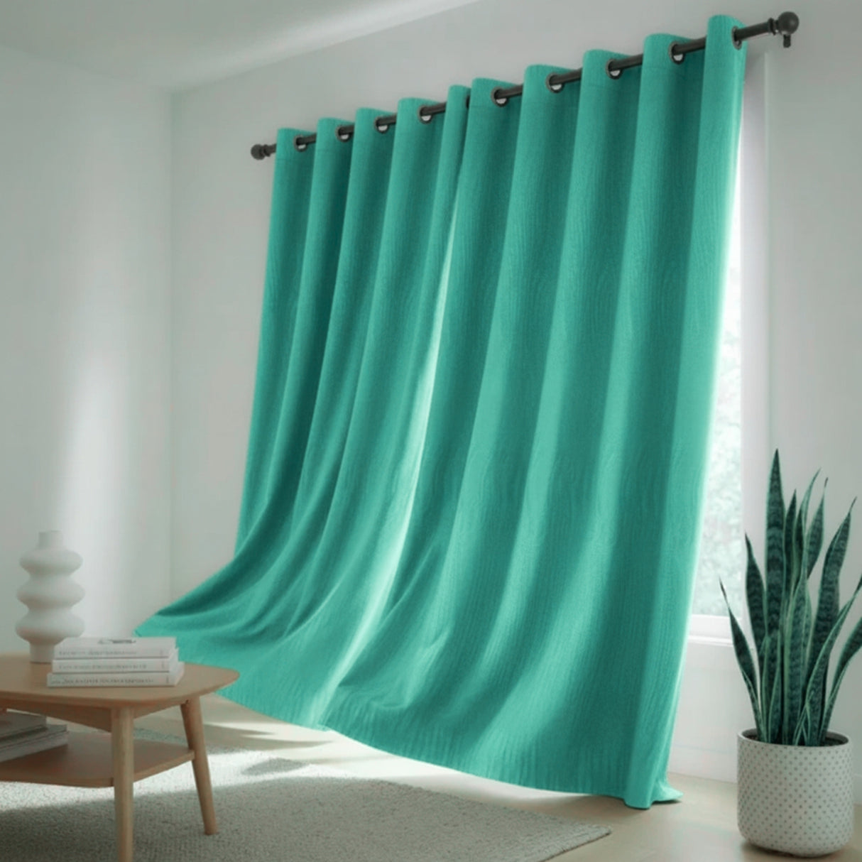 Cortina Blackout Verde Menta 280x220cm Doble Faz Acústica de Lineas