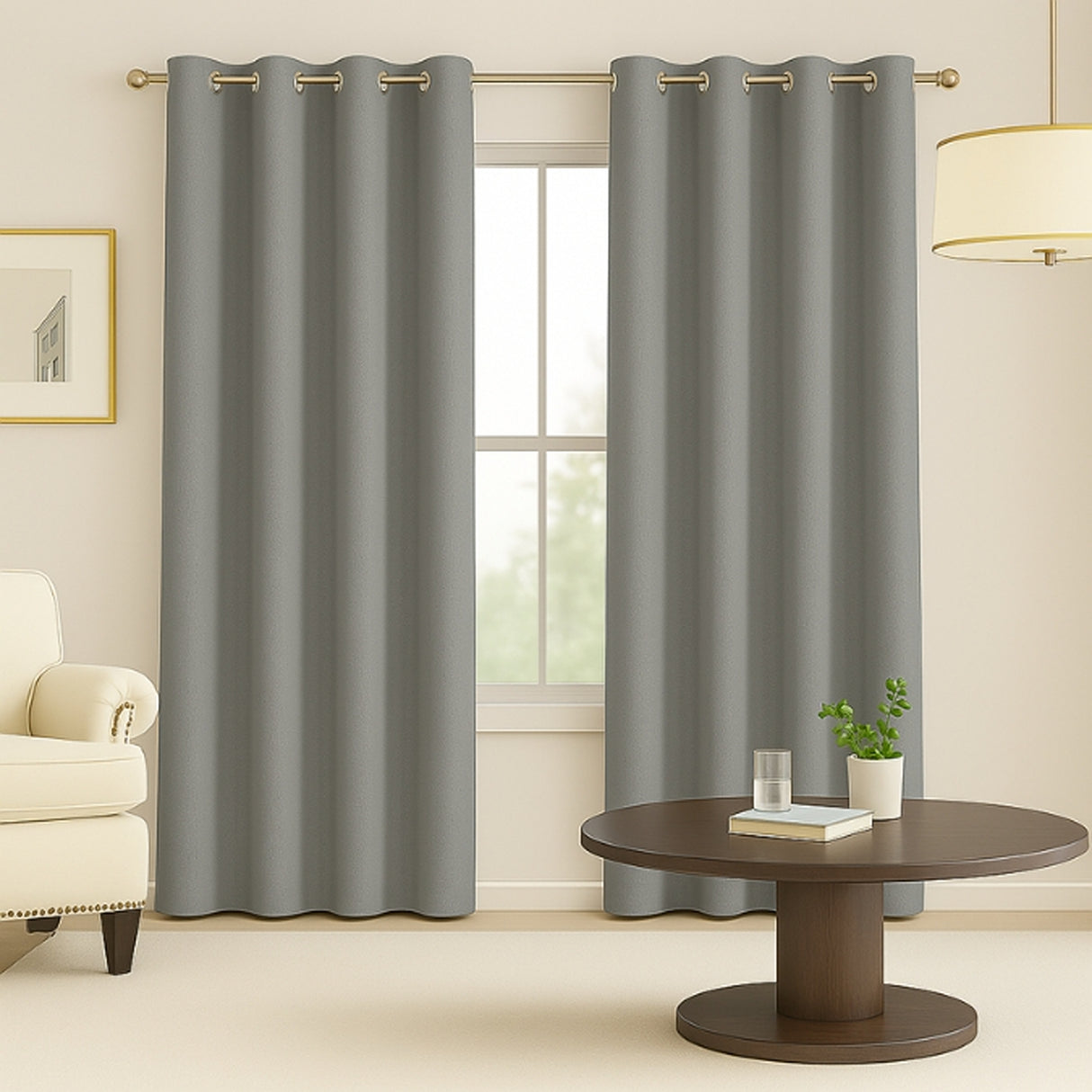 Cortina Semiblackout Gris Oscuro 270x200cm Doble Faz Fondo Entero