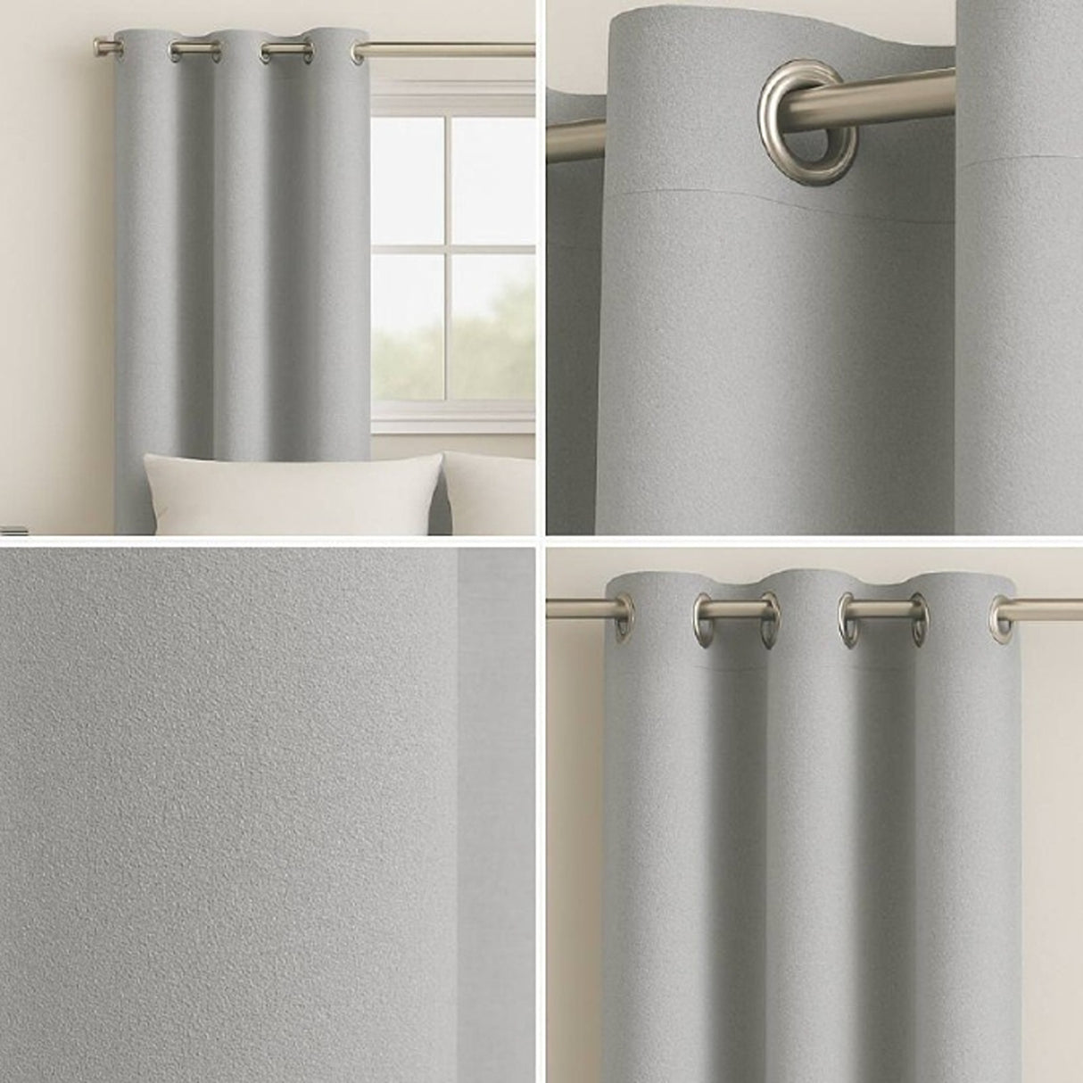 Cortina Semiblackout Gris Claro 270x200cm Doble Faz Fondo Entero