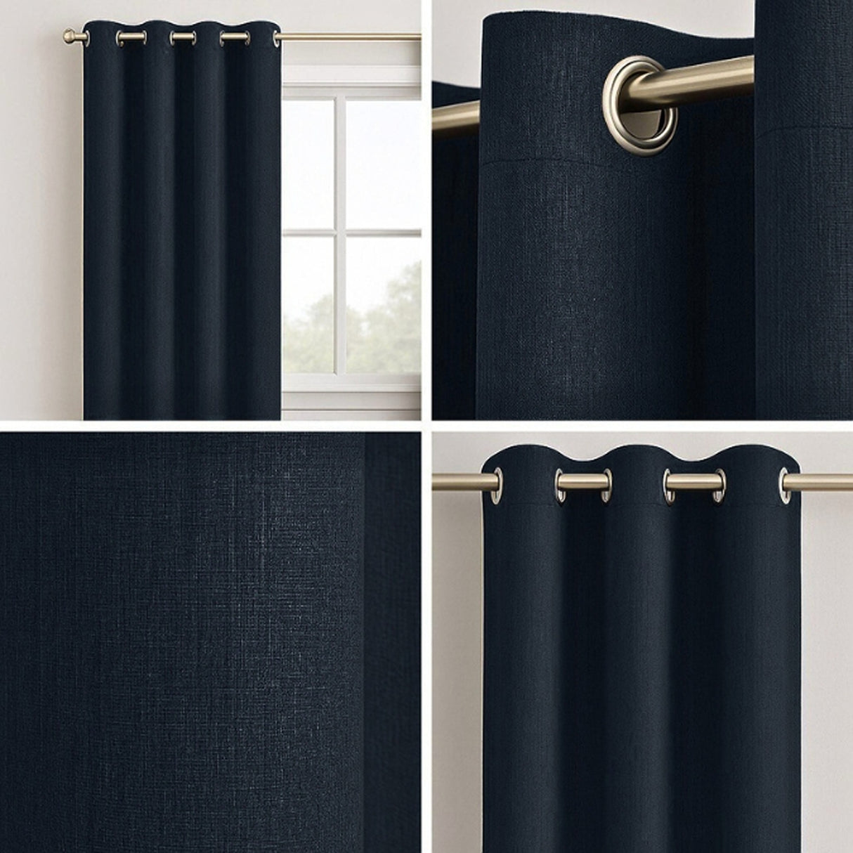 Cortina Semiblackout Azul Oscuro 270x200cm Doble Faz Fondo Entero