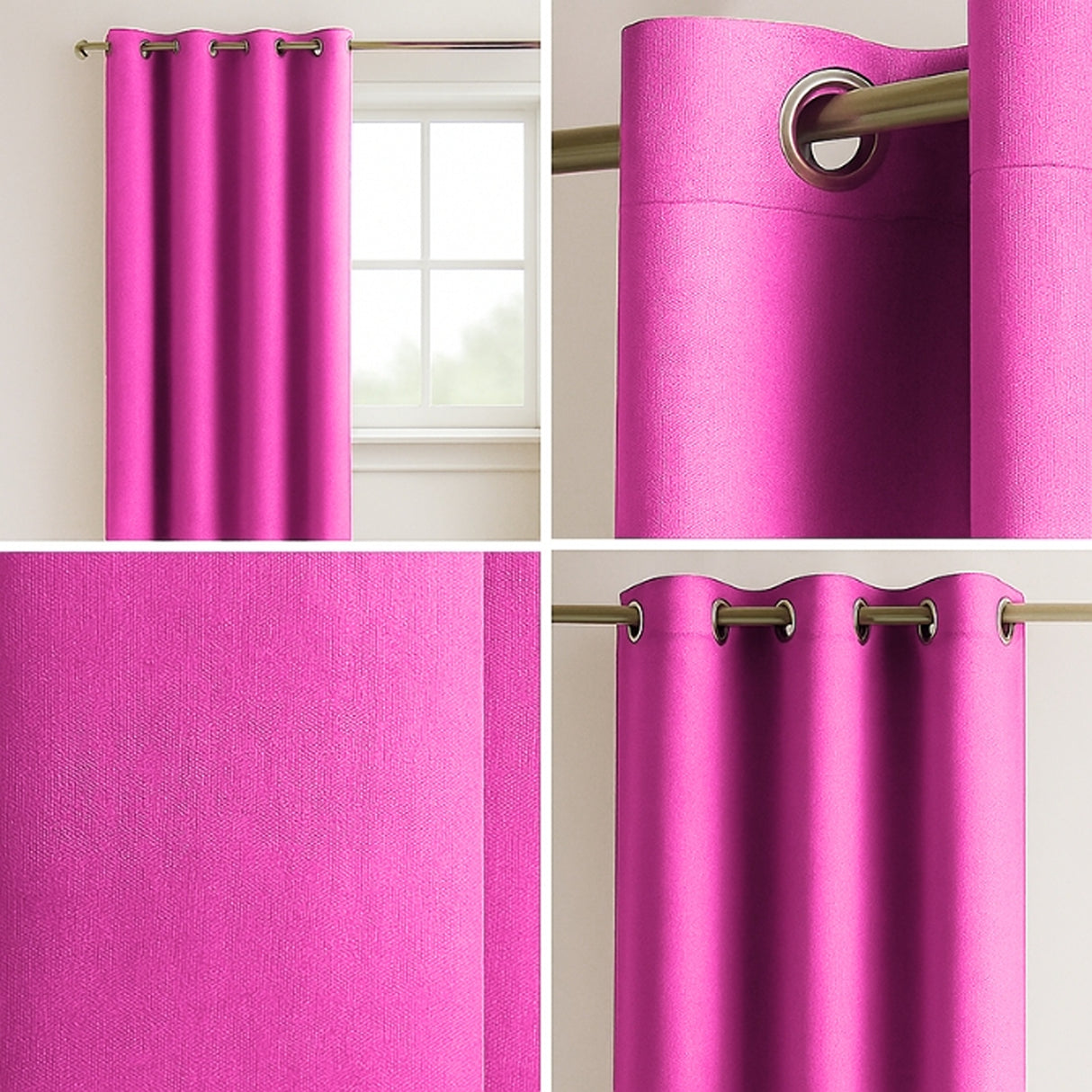Cortina Semiblackout Fucsia 270x200cm Doble Faz Fondo Entero