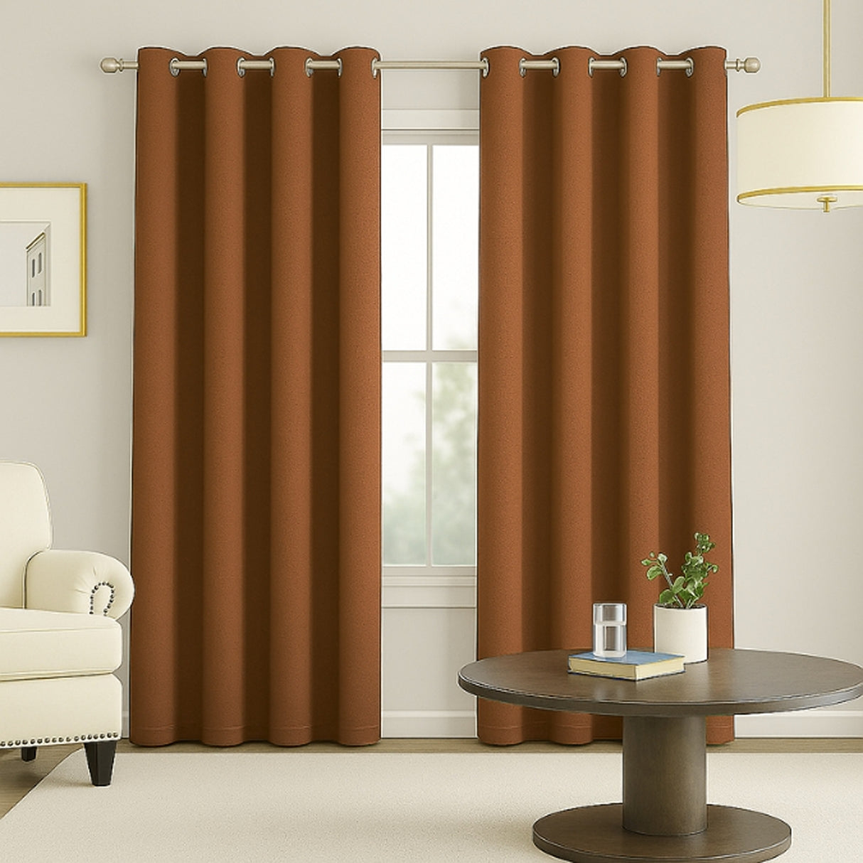 Cortina Semiblackout Café 270x200cm Doble Faz Fondo Entero