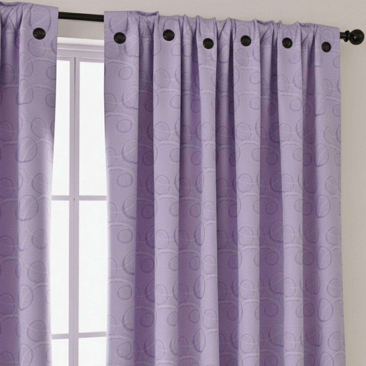 Cortina Jacquard Tradicional Lila 270x215cm Doble Faz de Simbolos Geometricos