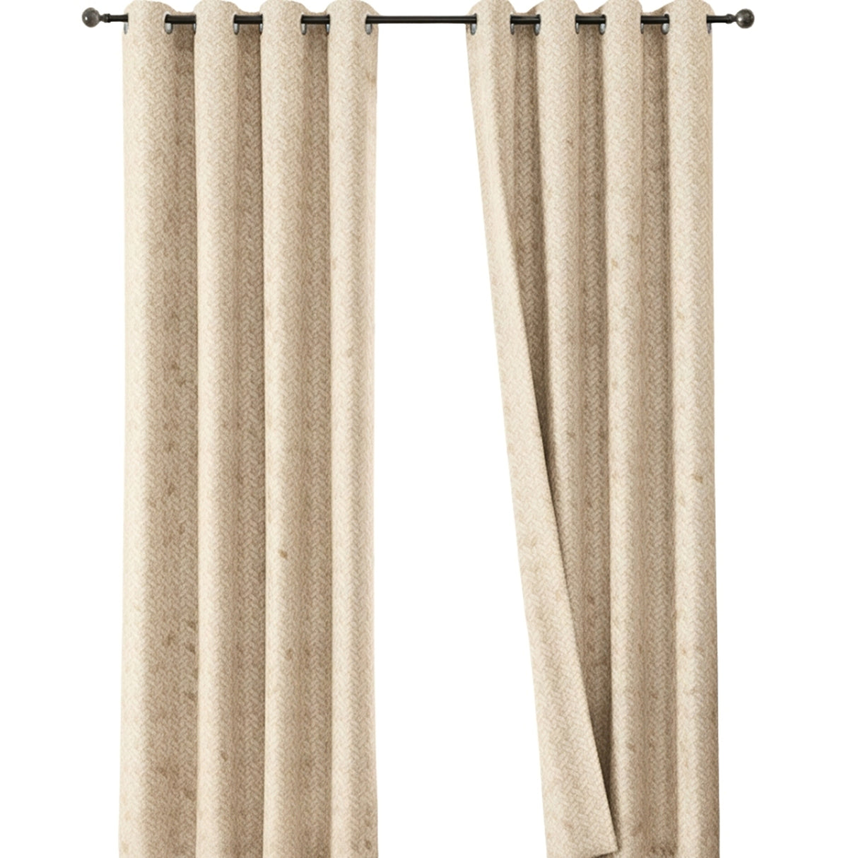 Cortina Jacquard Tradicional Premium Beige Claro 270x200cm Acústica de Figuras Geometricas