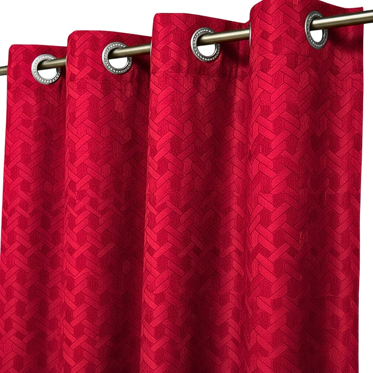 Juego de Cortinas Jacquard Premium Rojo 270x200cm de Figuras Geometricas
