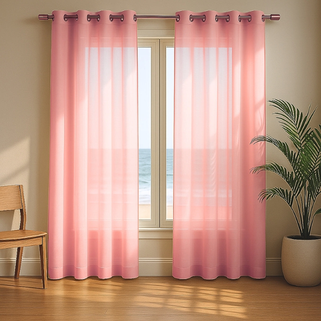 Velo Argollado Rosa 270x220cm Doble Faz Fondo Entero