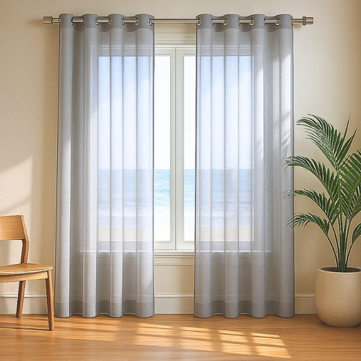 Velo Argollado Gris 270x220cm Doble Faz Fondo Entero