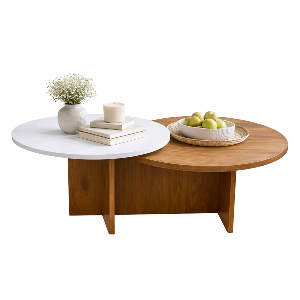 Sala Boom Ovejo Almendra y Blanco 170x72cm con Un Sofá Un Puff y Una Mesa de Centro