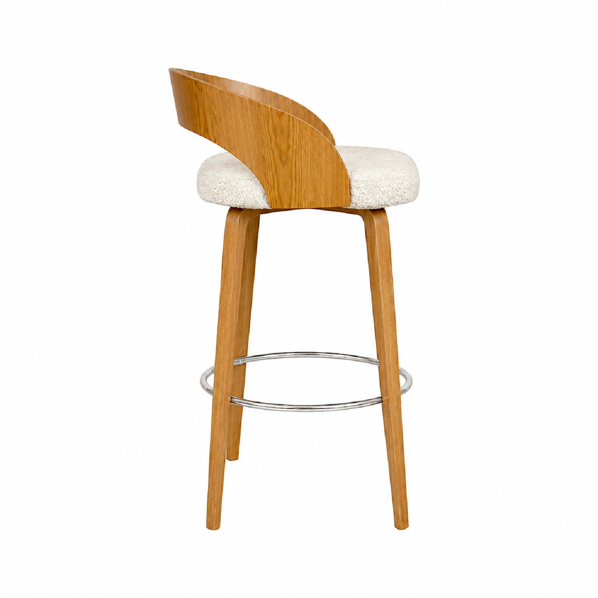 Set x 2 Sillas Bar Odet Beige 44x95cm Circular con Espaldar sin Apoya Brazos