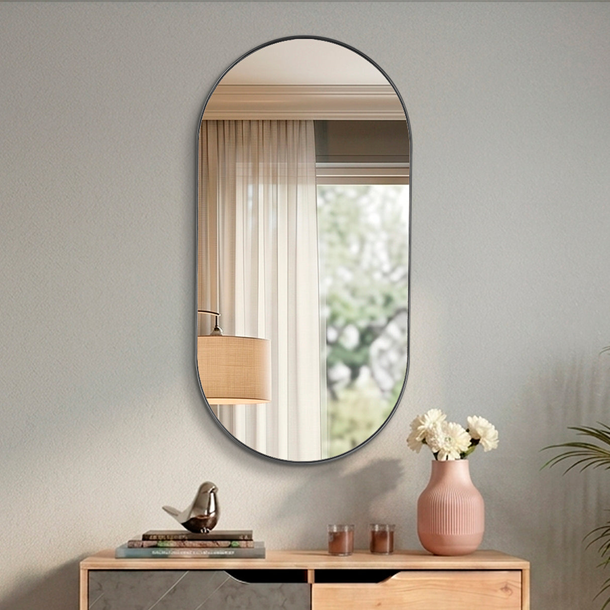 Espejo de Pared Rainbow Plomo 50x100cm Ovalado con Marco En PVC