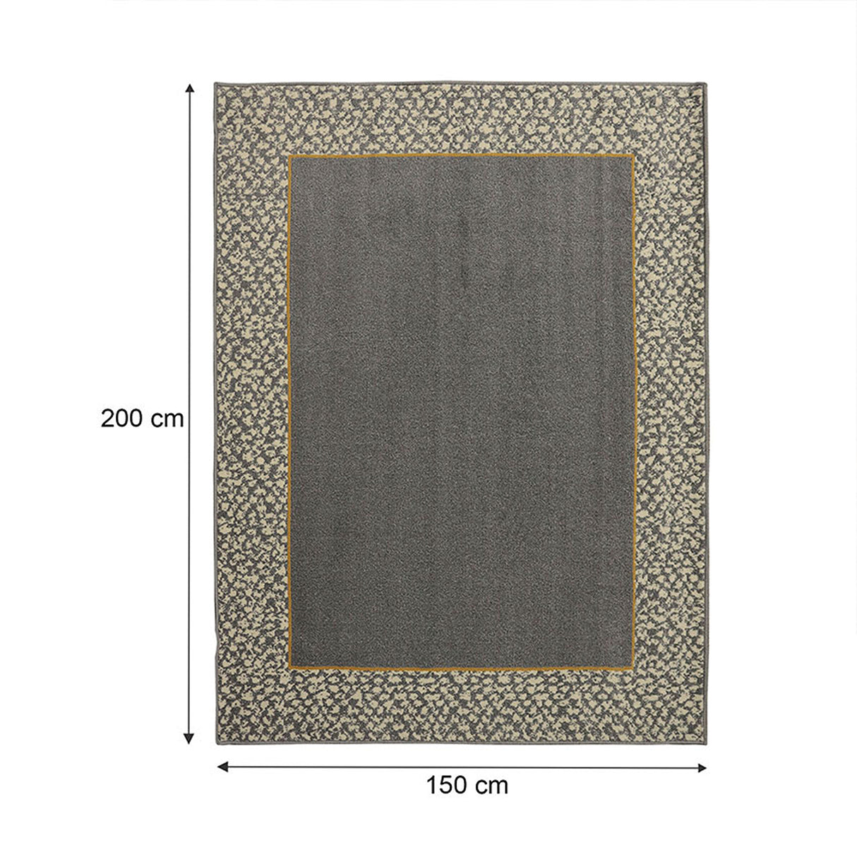 Alfombra Oregon Gris Oscuro y Amarillo 200x150cm Rectangular Suave para Dormitorio de Rectangulos