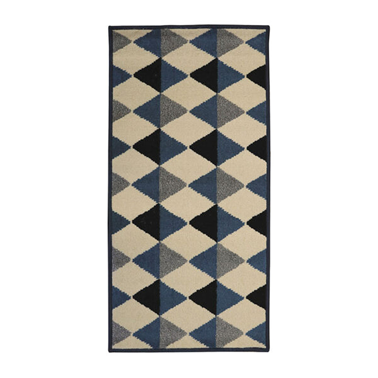 Alfombra Oregon Azul y Negro 100x50cm Rectangular Suave para Banho de Rombos
