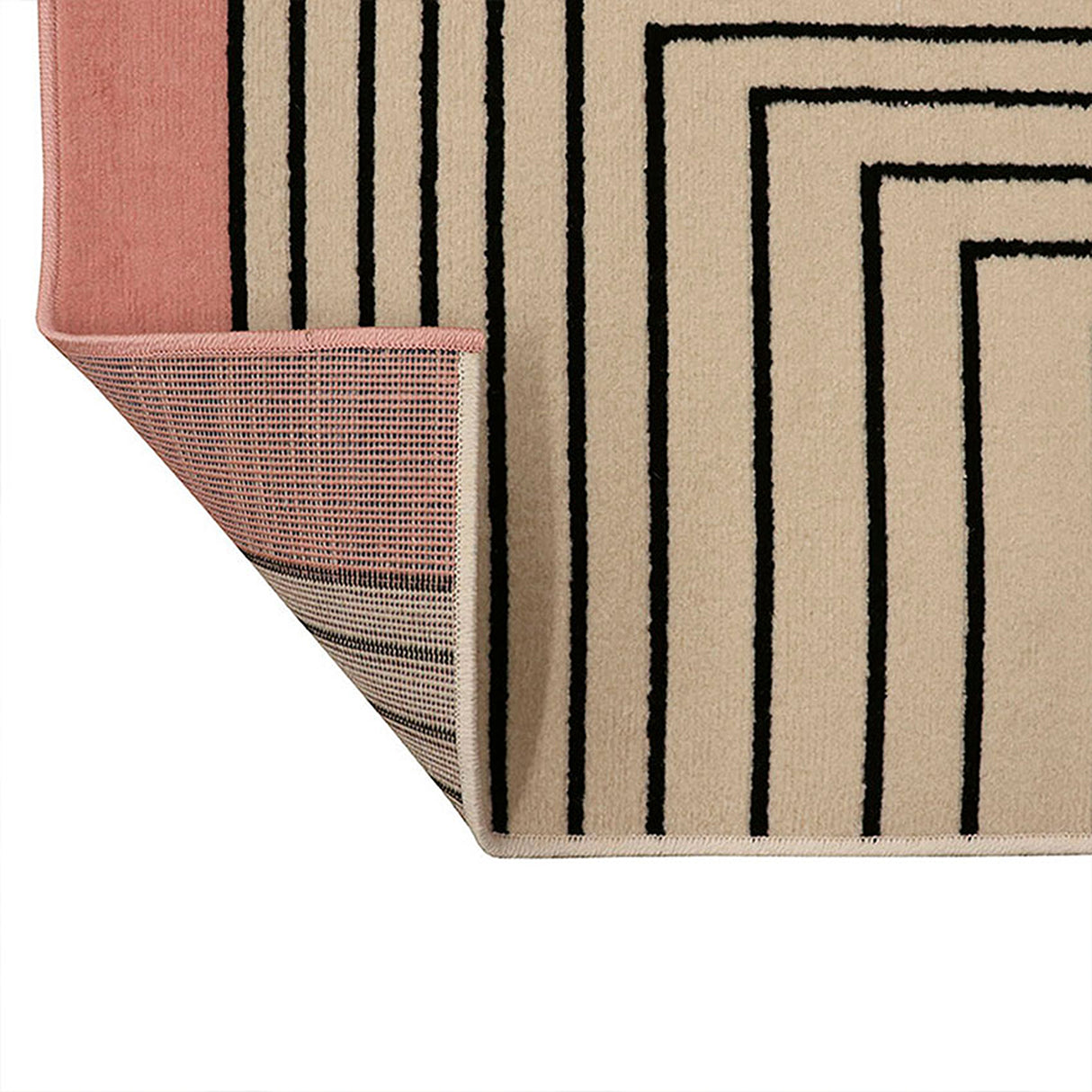 Alfombra Oregon Beige y Negro Germany 200x150cm Rectangular Suave para Dormitorio de Lineas