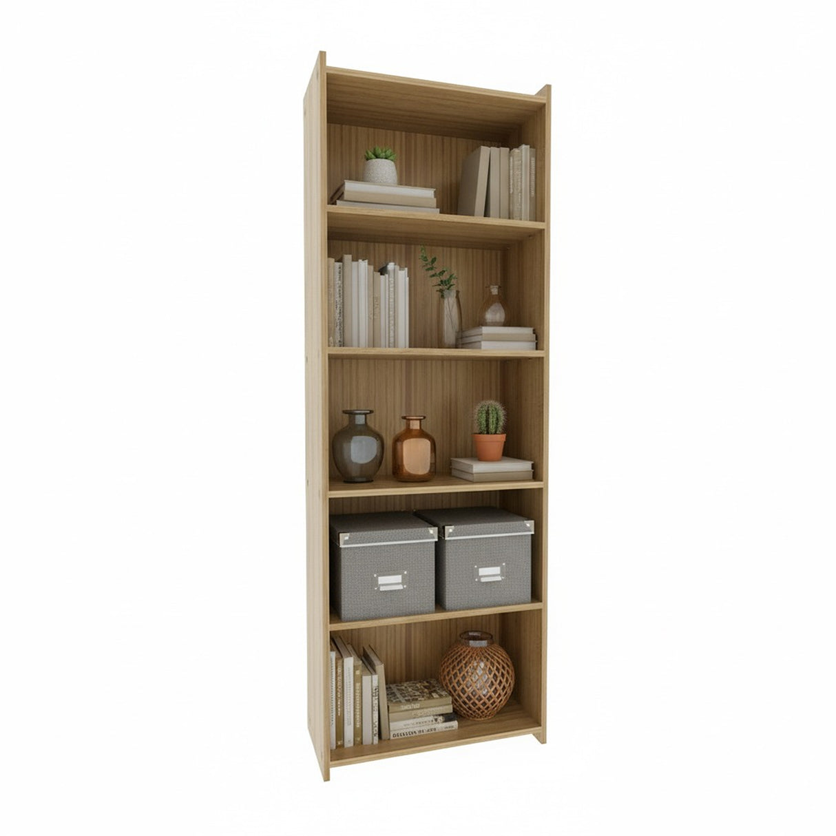 Combo Biblioteca y Escritorio Paris Almendra 80x113cm con Seis Entrepaños