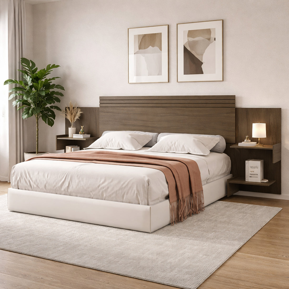 Cabecero Ajustable Aurora Marrón 230x107cm Para Cama Doble