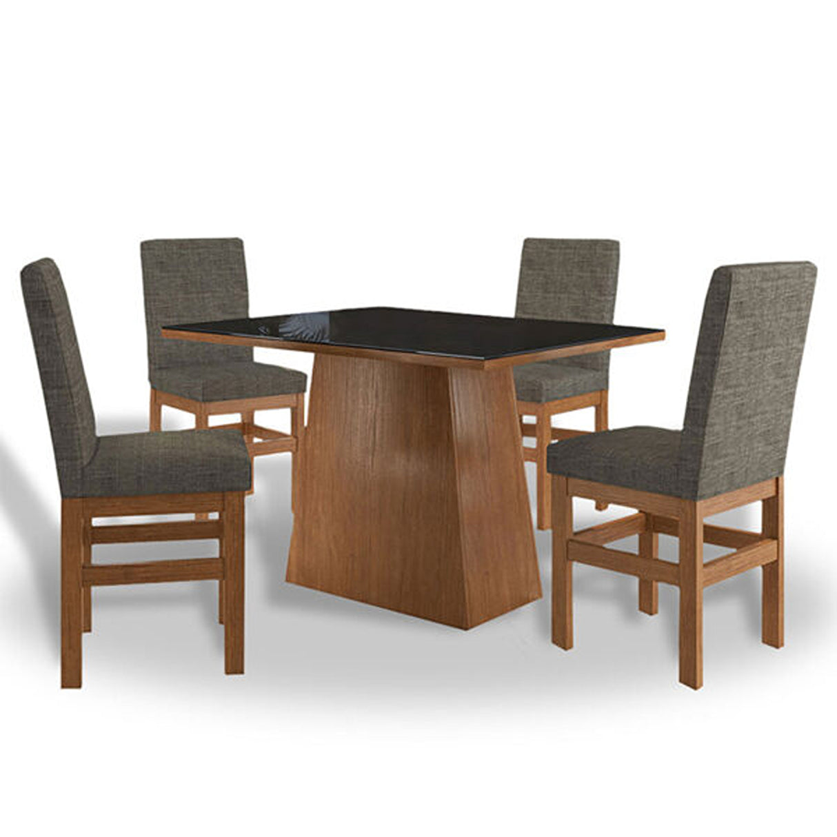 Comedor Toledo Almendra 120x78cm Cuadrado de Cuatro Puestos con Cuatro Sillas