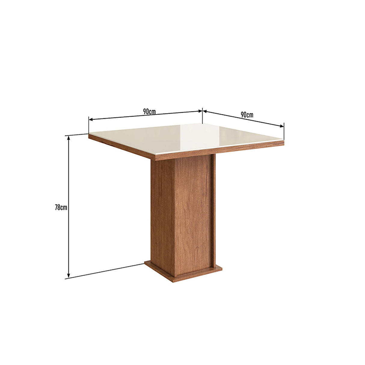 Comedor Fabre Almendra 90x78cm Cuadrado de Cuatro Puestos con Cuatro Sillas