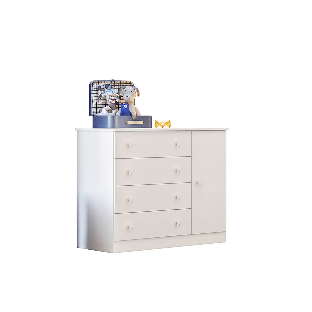 Cómoda San Pablo Blanco 93x79cm de Cuatro Hileras con Cuatro Cajones