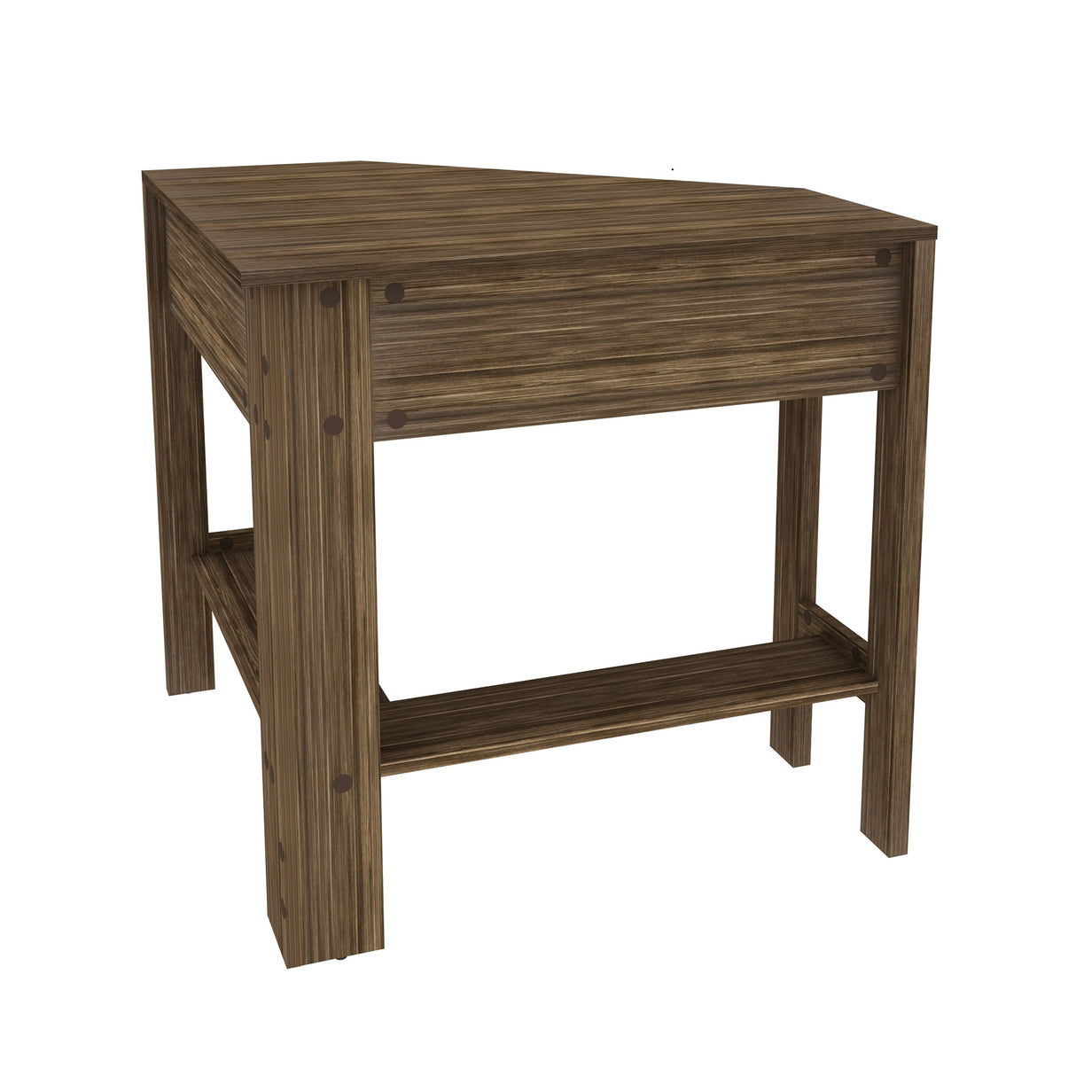 Escritorio Esquinero Dallas Nogal 76.5x74.5cm con Un Cajón y con Organizador de Libros