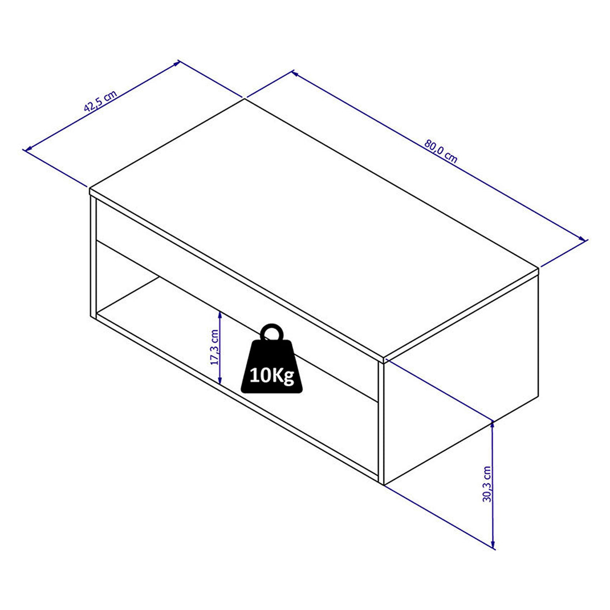 Mueble para Lavamanos Nepal Humo 80x30.3cm Individual Flotante sin Lavamanos