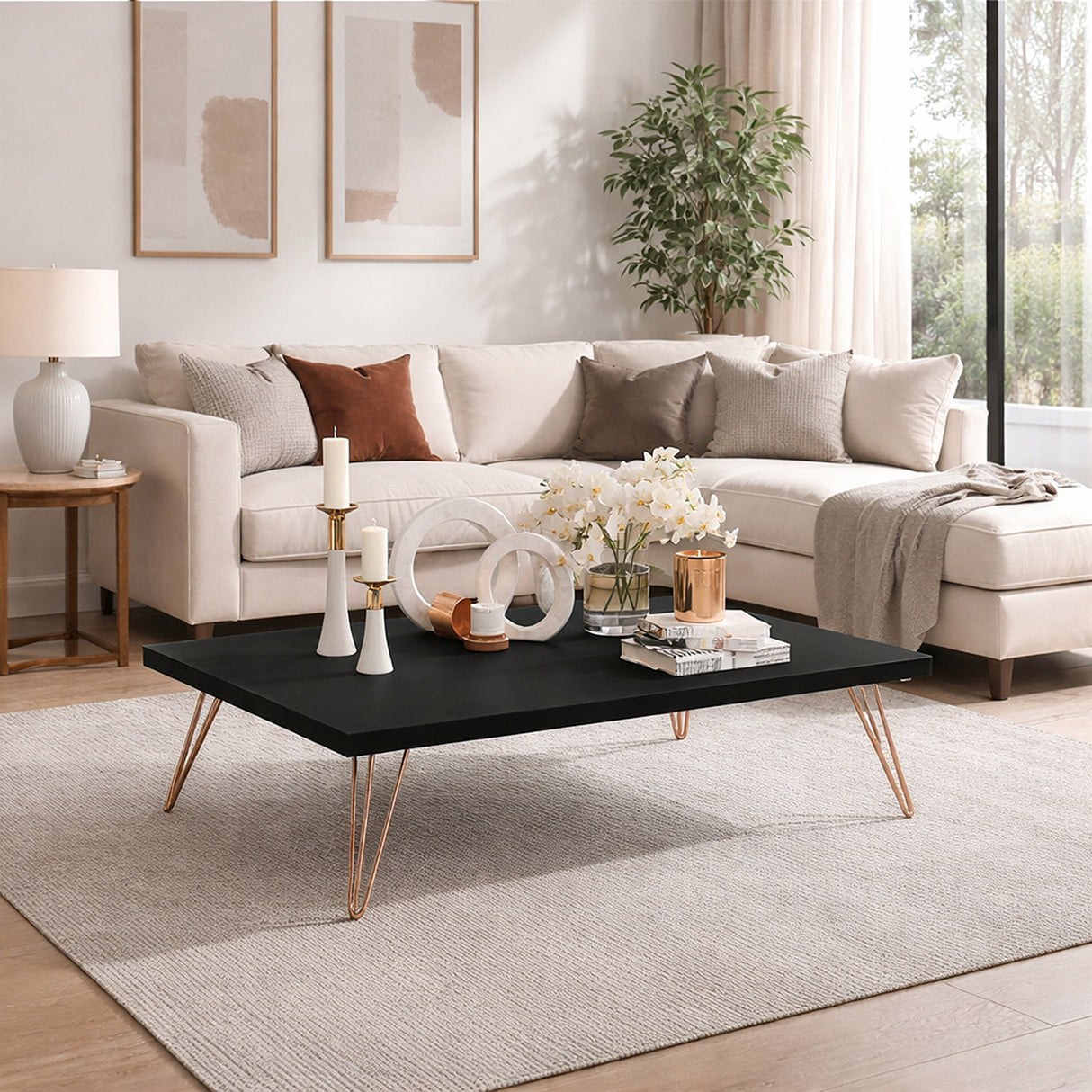 Mesa de centro Espana Negro 90x22cm Rectangular con Patas