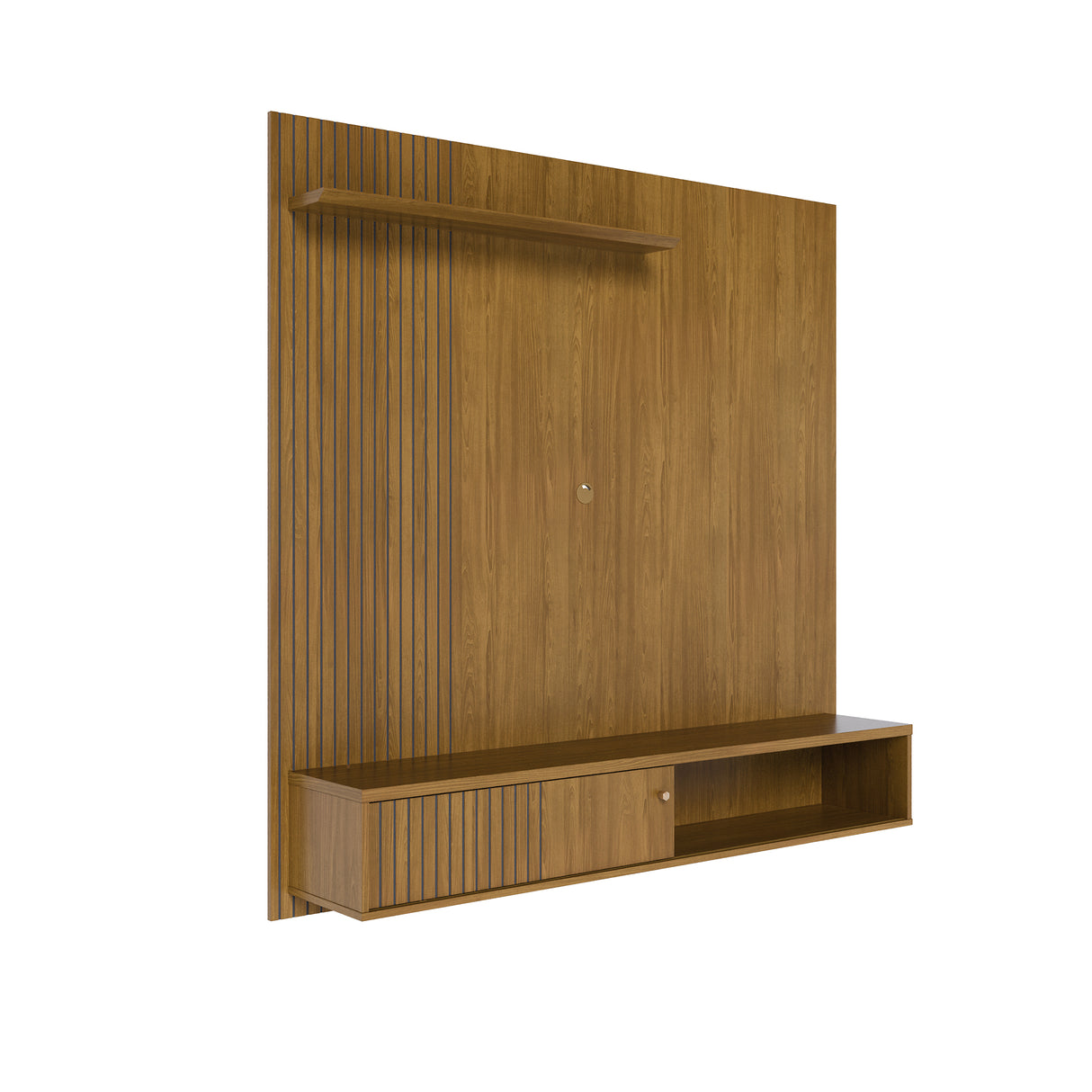 Panel de TV Aura Almendra 160.5x162cm para TV Hasta 65" Pulgadas con Dos Compartimientos