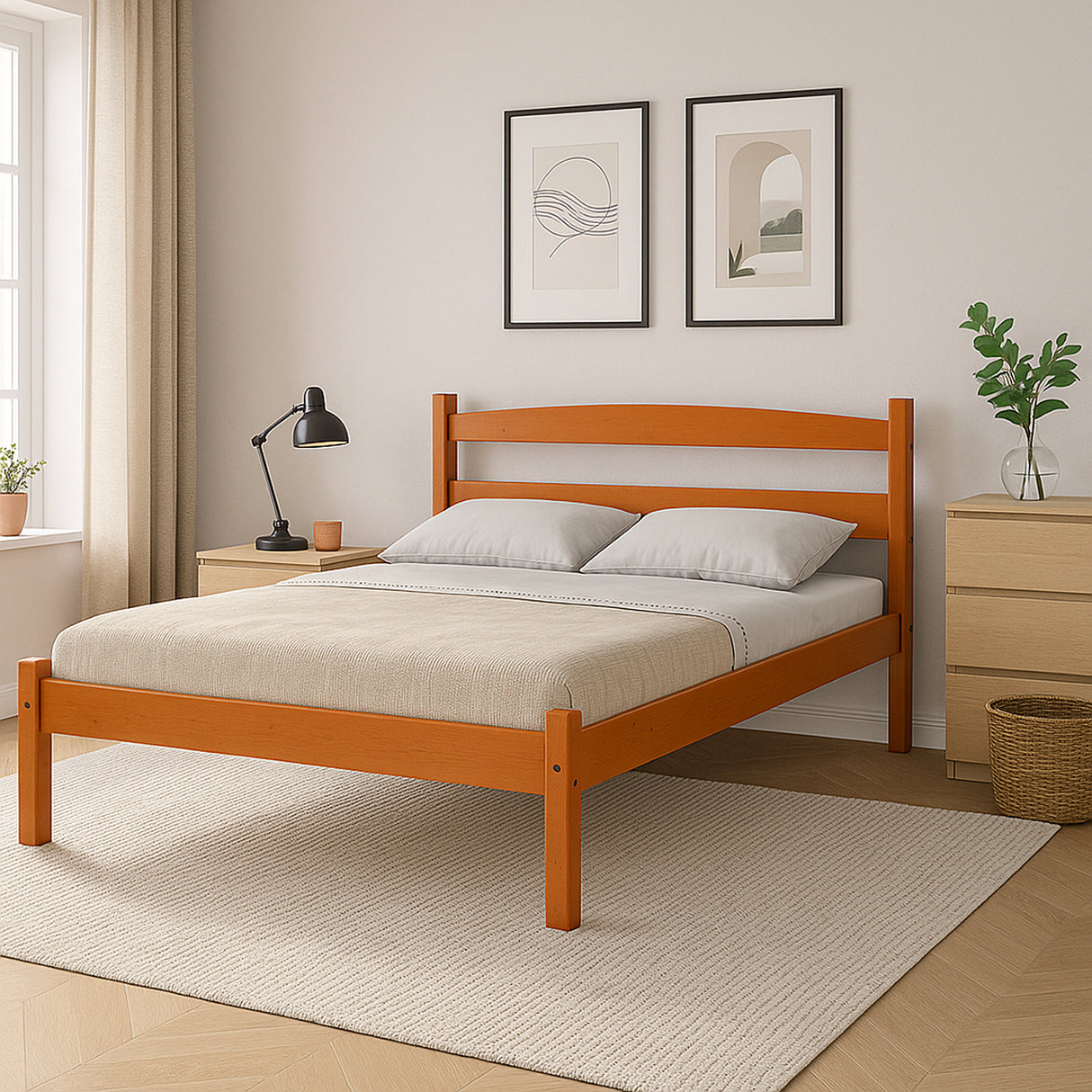 Cama Kazan Almendra 147x96cm para Colchon Semidoble 120 X 190 Cm con Cabecero