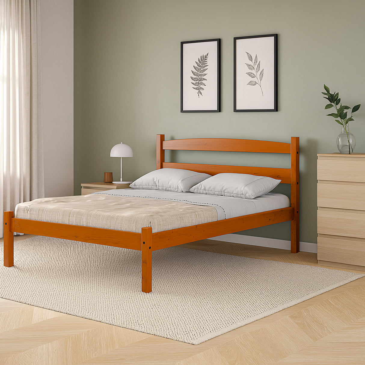 Cama Kazan Almendra 147x96cm para Colchon Semidoble 120 X 190 Cm con Cabecero
