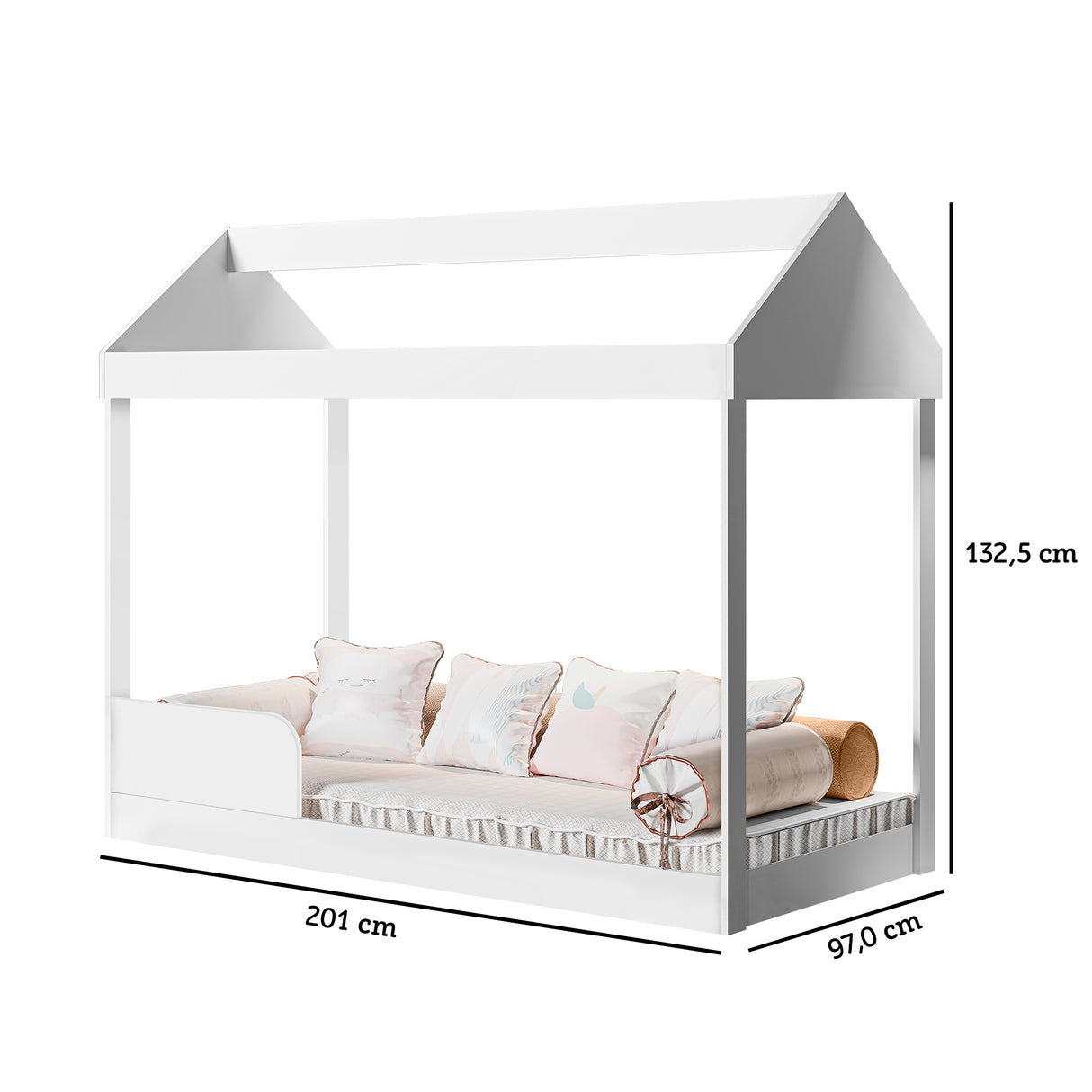 Cama Montessoriana Blanco 90x133cm para Colchon Sencillo 90 X 190 Cm