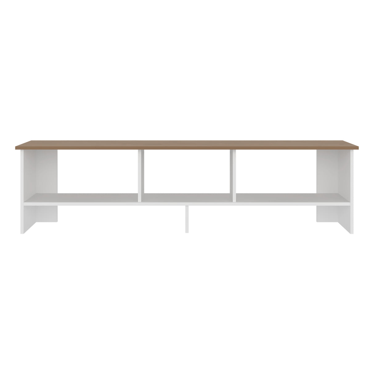 Rack de TV Belga Blanco y Fresno Europeo 160x41.8cm para TV Hasta 65" Pulgadas con Tres Compartimientos