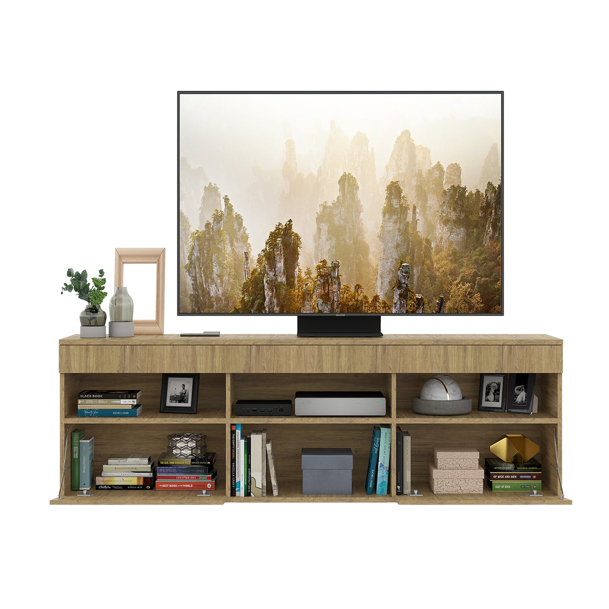 Rack de TV Paris Castaño 175x48cm para TV Hasta 55" Pulgadas con Seis Compartimientos