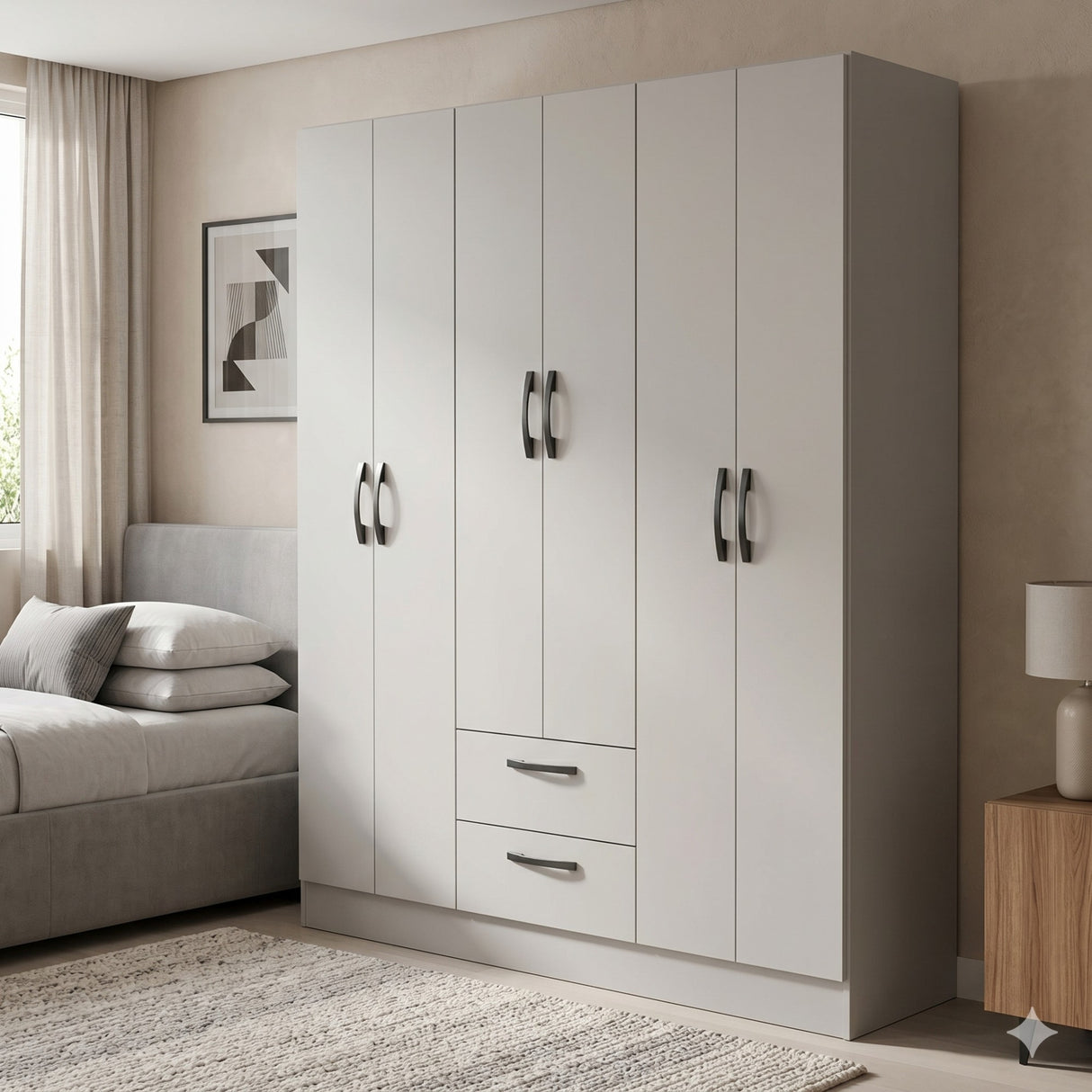 Closet Essence Blanco 135x173cm con Seis Puertas y con Dos Cajones