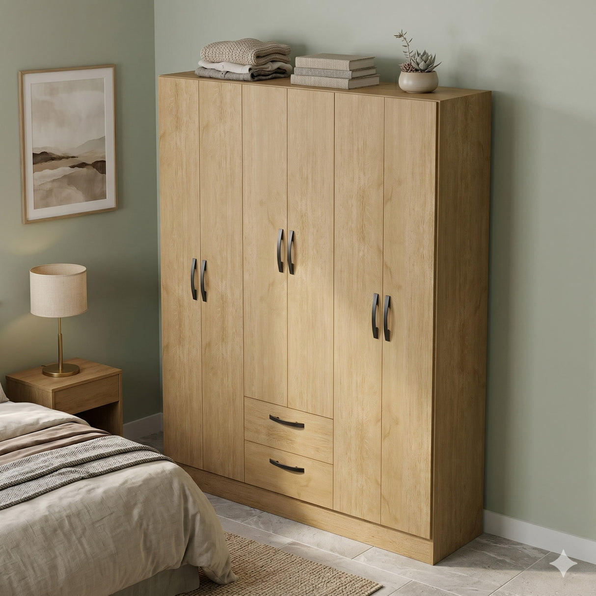 Closet Essence Castaño 135x173cm con Seis Puertas y con Dos Cajones