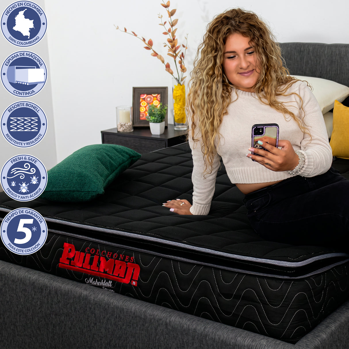 Colchón Enrollado Orthopack BTU Negro Semidoble 120 X 190 Cm Ortopedico Firmeza Medio con Pillow Sencillo