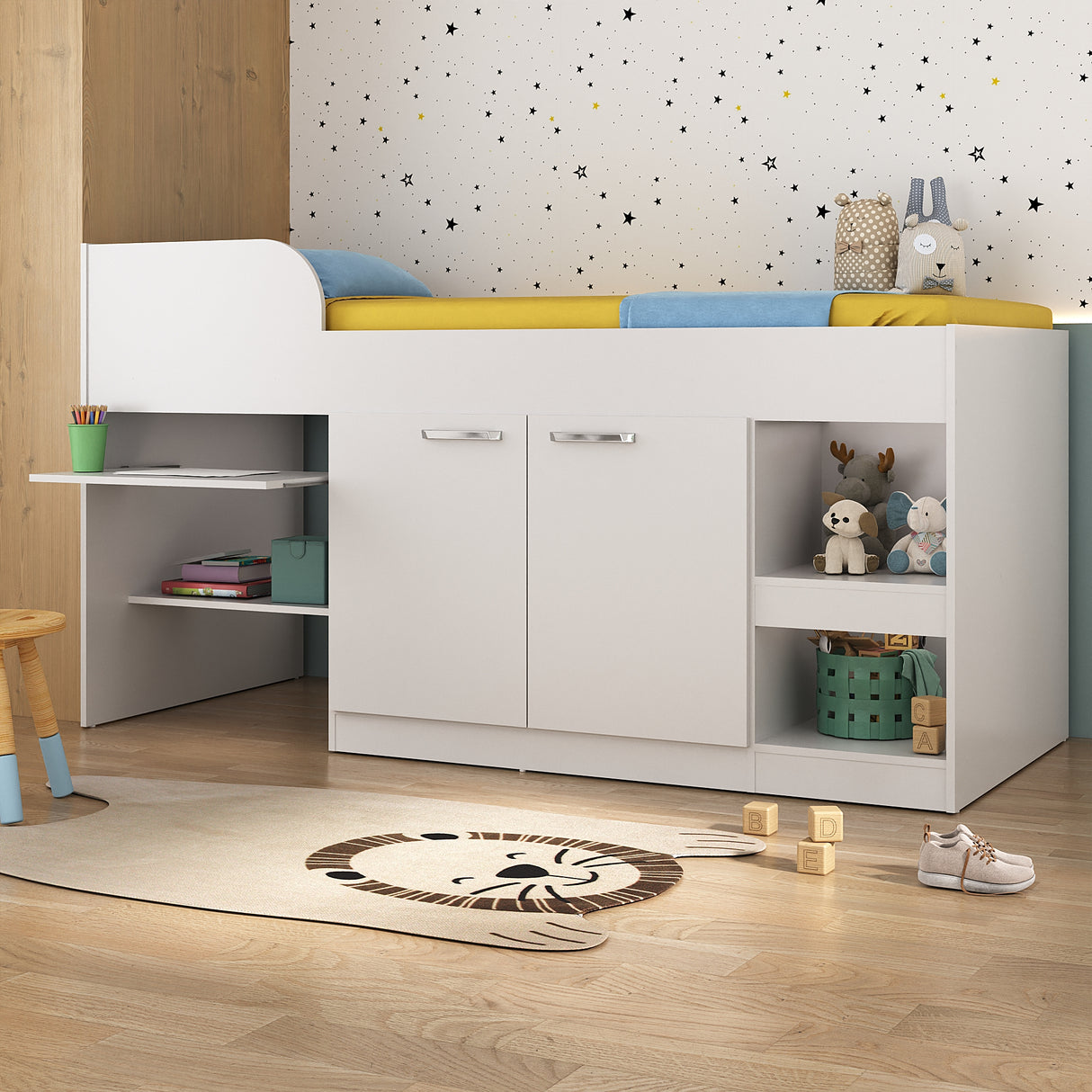 Cama Multifuncional Blanco 193x84cm para colchón Infantil 80 X 190 Cm con Cabecero y sin Colchon