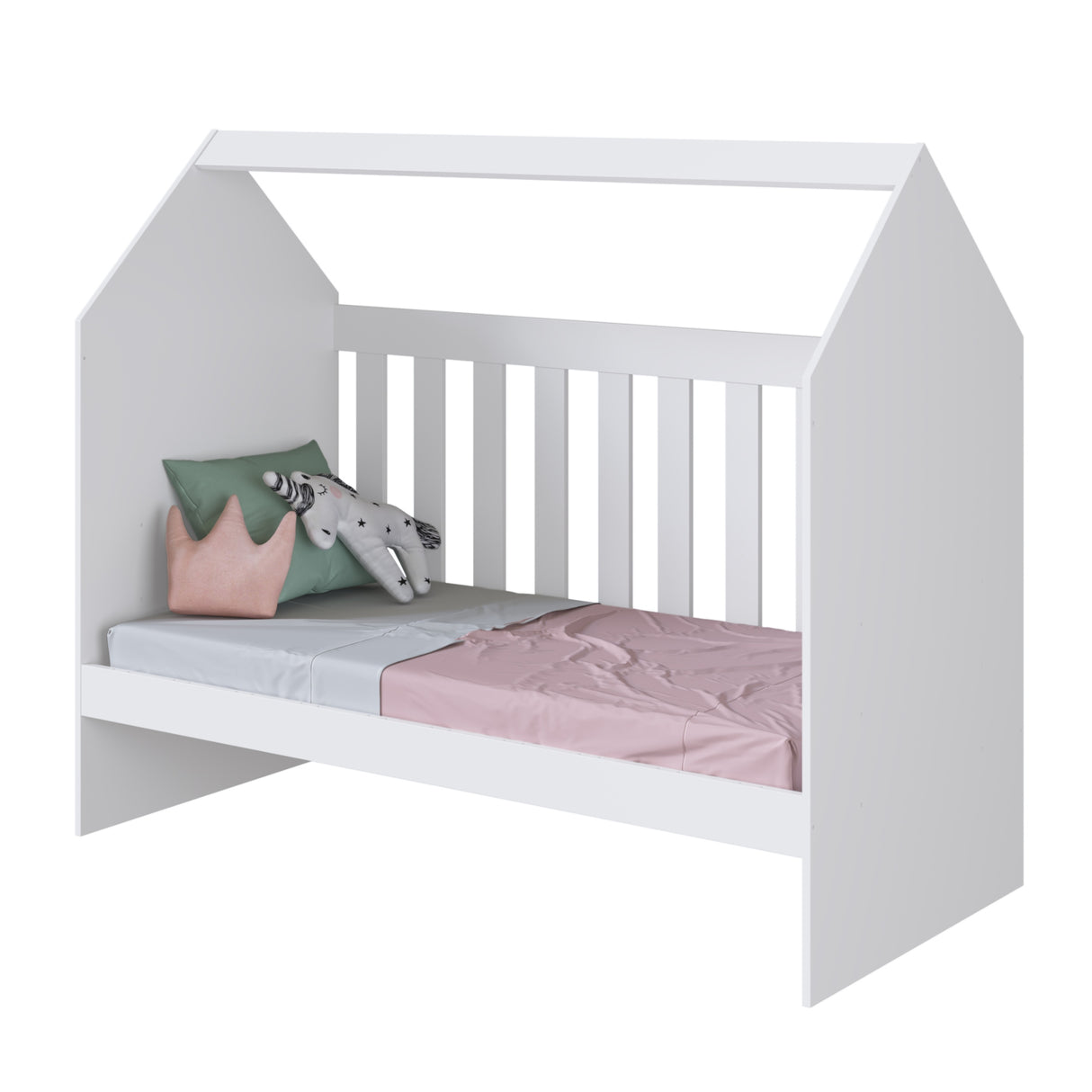 Cuna Blanco 63X111cm para colchón Infantil 60 X 130 Cm con Cabecero y con Colchón