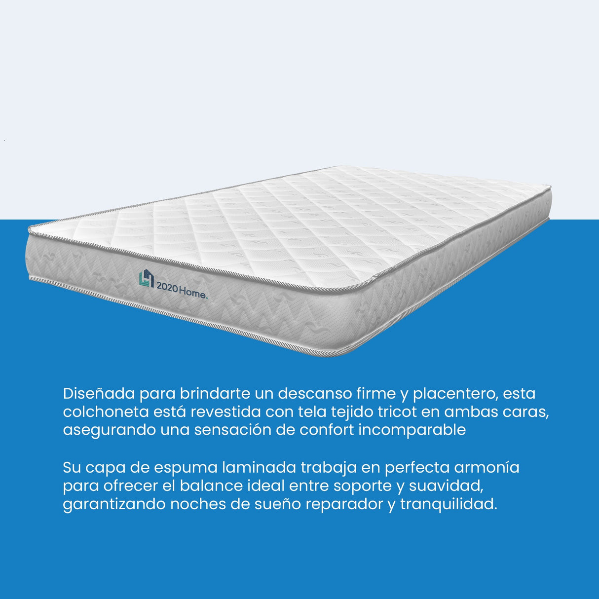 Combo Base Cama y Colchón Atlanta Blanco 193x68cm con colchoneta Sencilla 90 X 190 cm
