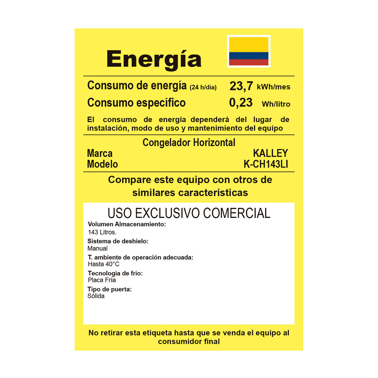 Congelador Kalley Inverter Dual Blanco 56x85cm de 143 Litros con Iluminación Interna